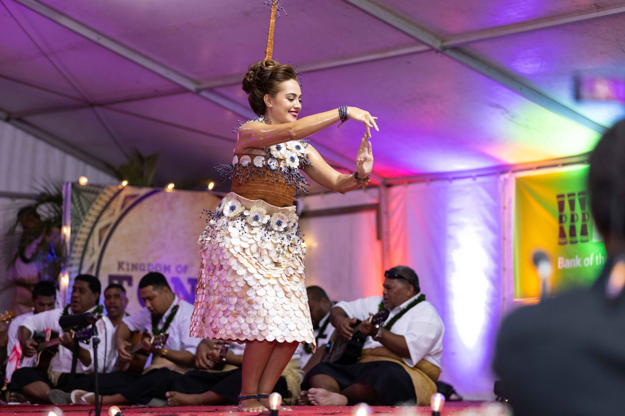 Guttenbeil performing her tau'olunga during the Miss Heilala contest. Photo/Heilala Festival