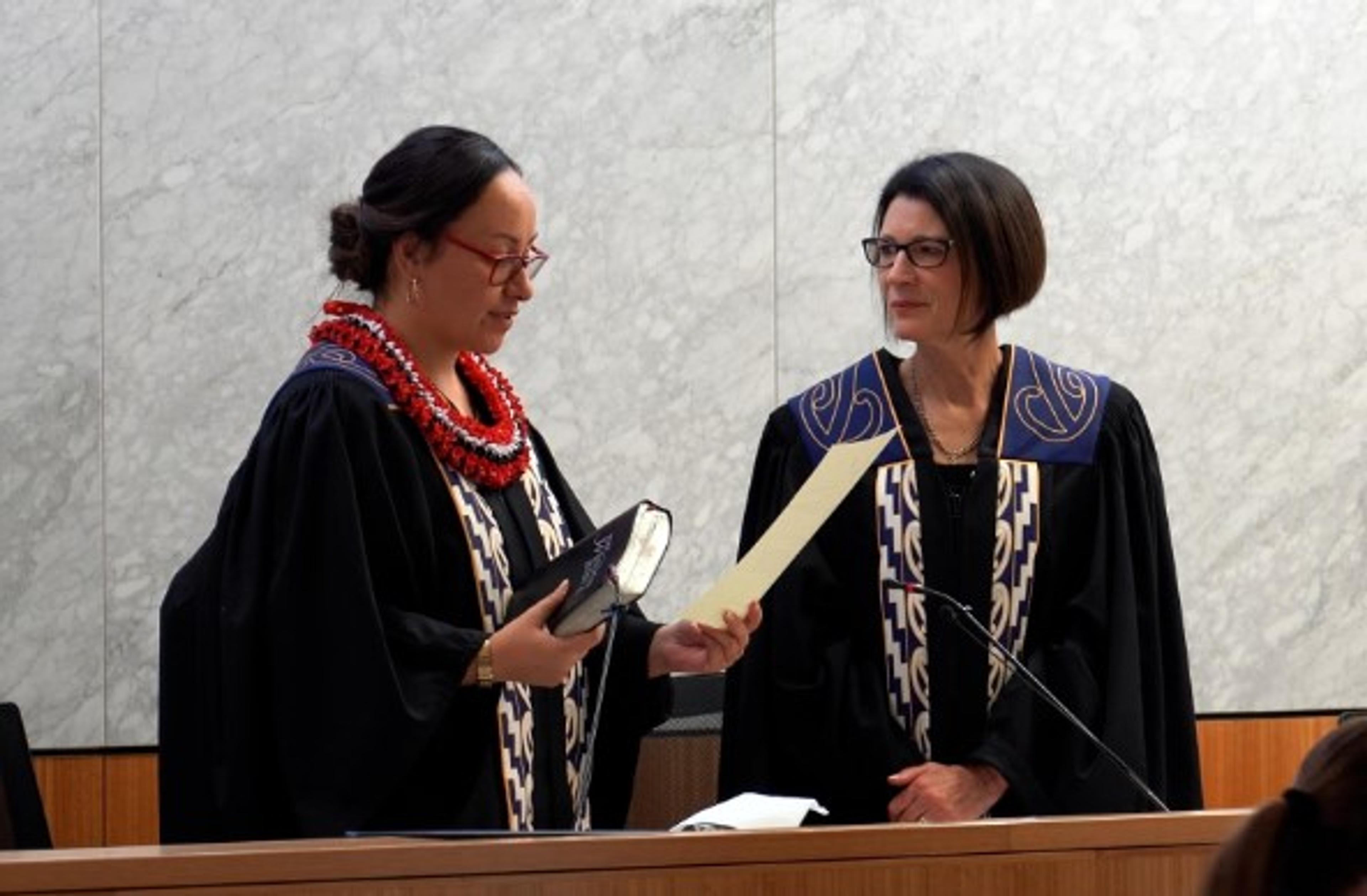 Tania Sharkey, being sworn in as a District Court Judge. Photo/PMN News/Khalia Strong