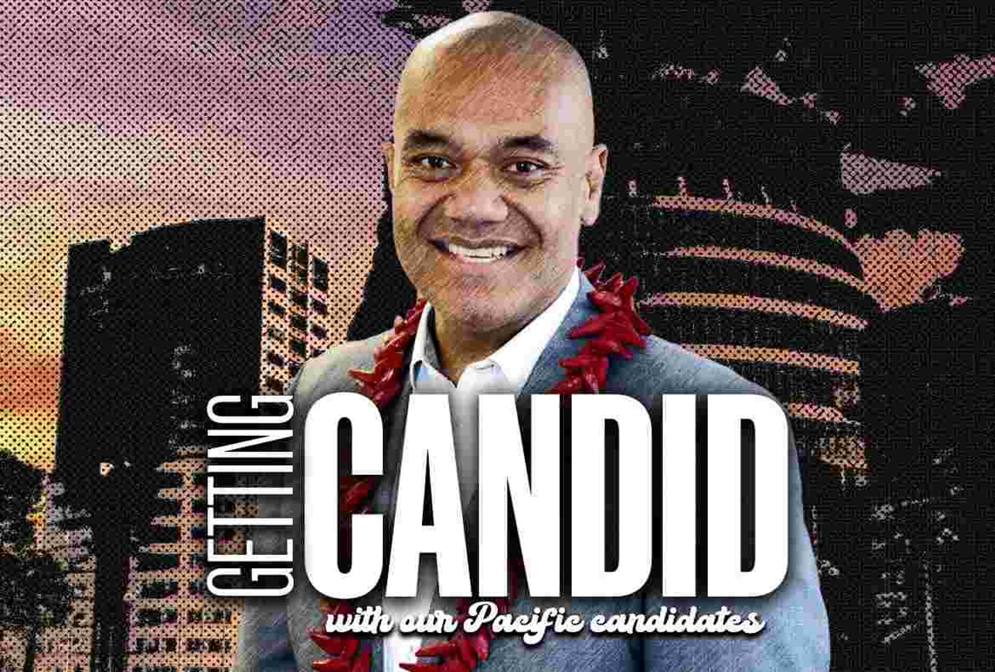 ​​Efeso Collins, Green Party candidate for Panmure-Ōtāhuhu. Photo/Supplied/Design by Tony Sok