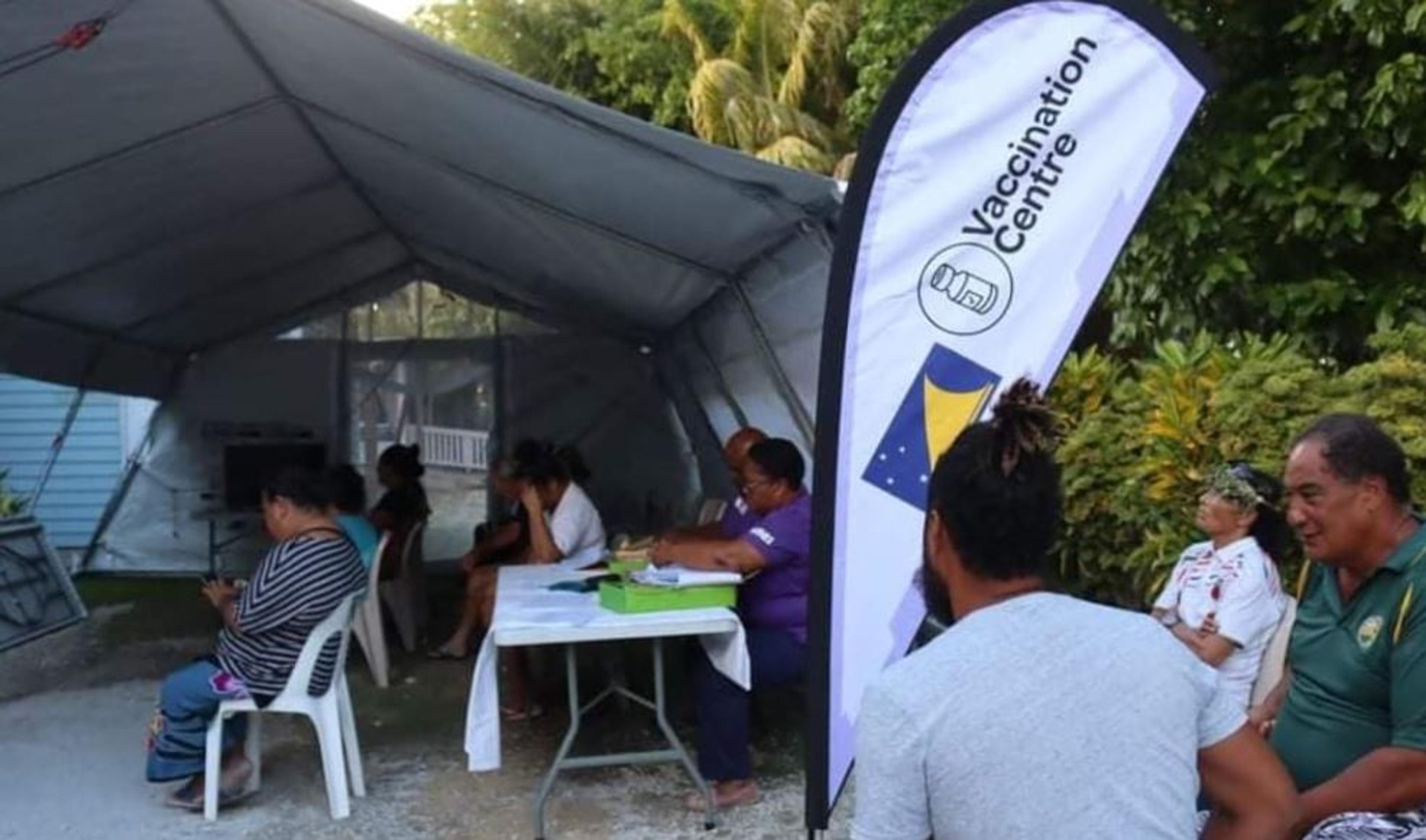 ​A Covid-19 vaccination centre on Nukunonu, August 2021. Photo/Government of Tokelau​​