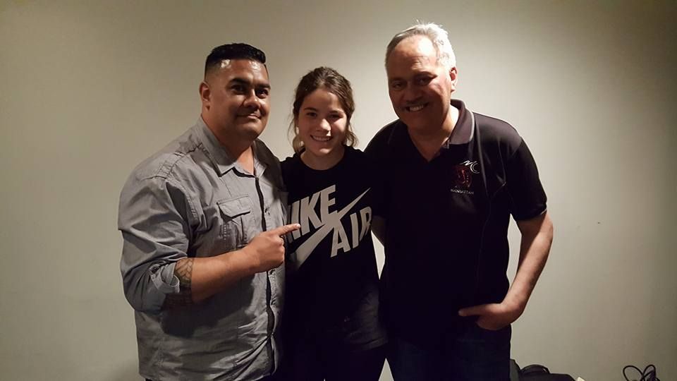 Previous owner and operator of Manhattan Catering Phil Meleiseā (right) with daughter Jae and DJ Noiz. Photo/Facebook