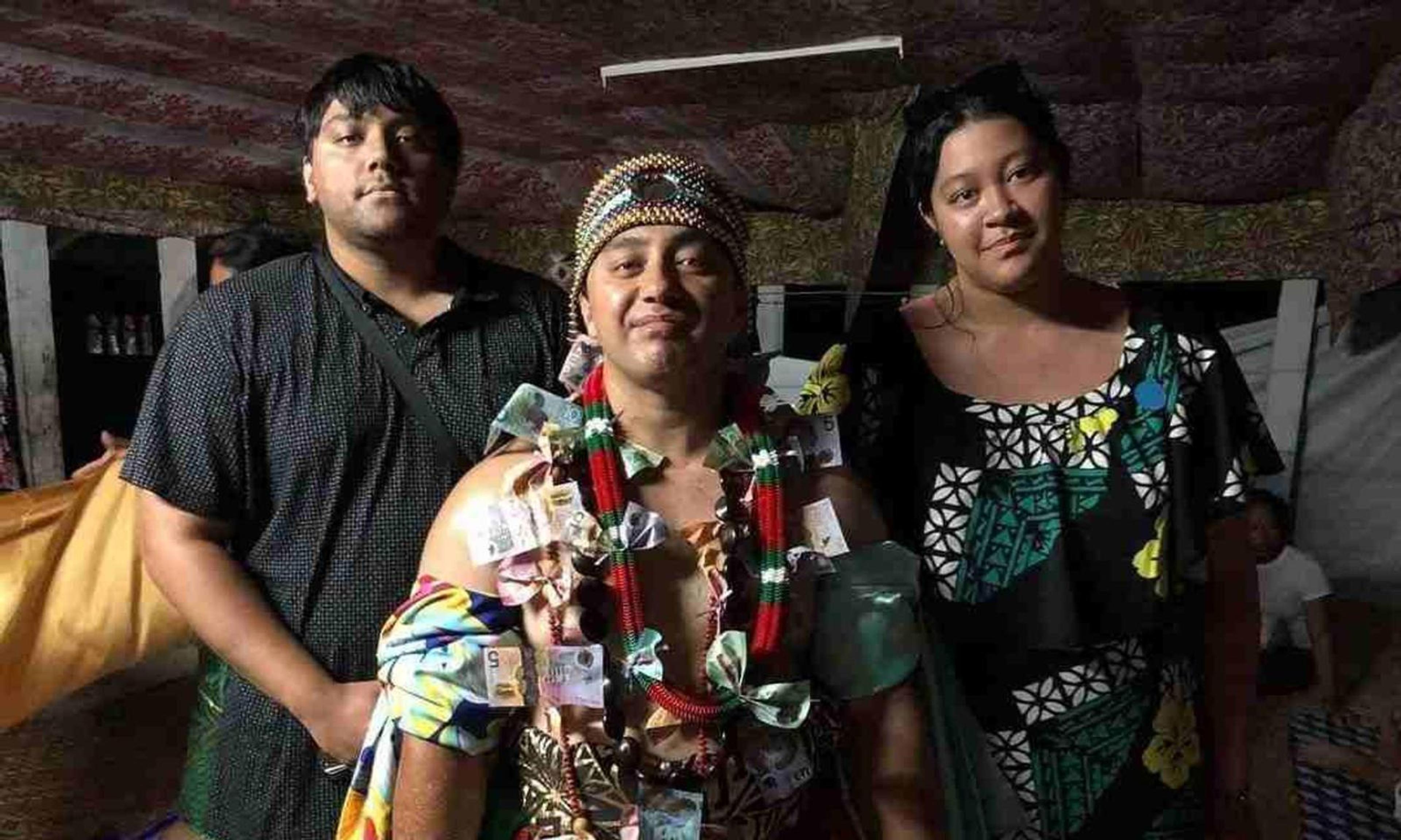 Auia Vaimaila Leatinu’u (left), Tuilagi Jeremy Leatinu’u (centre) and their younger sister (right). 