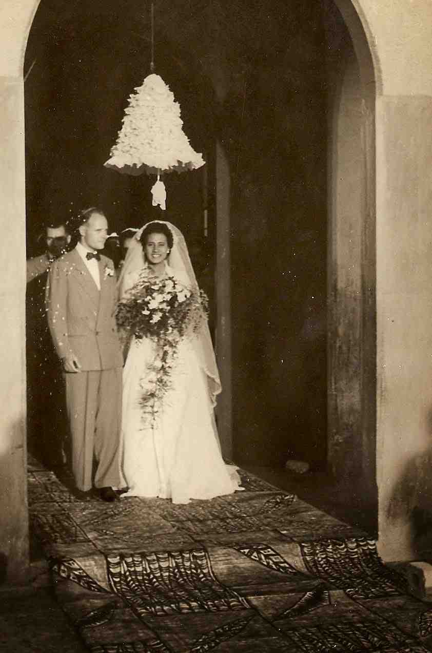 My Grandmother's wedding, walking on the tapa cloth that was made by her mother, Louveve Tohi. 1955.