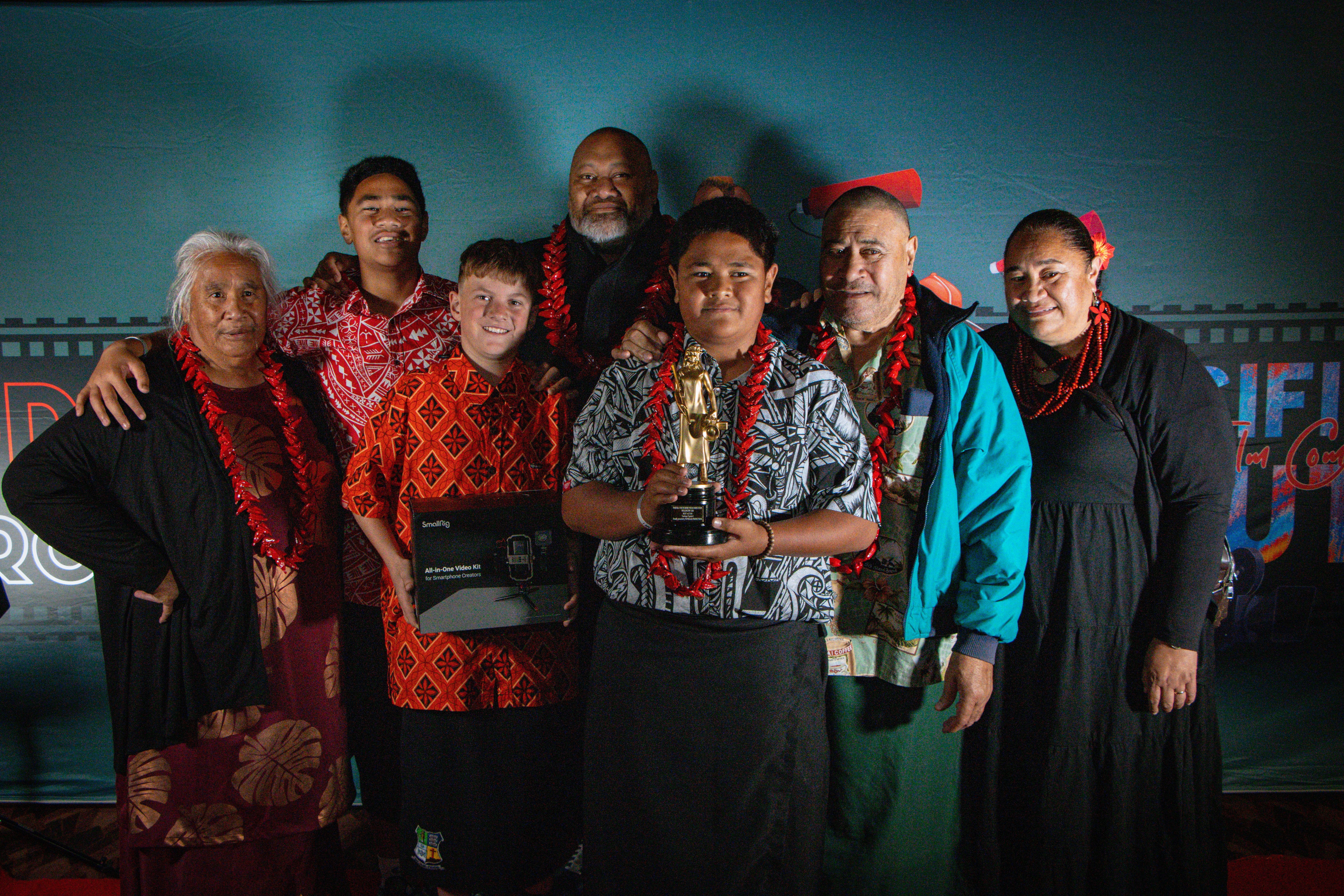 Best Actor award went to Scots College student, Tautiaga Fepulea'i pictured with his family. Photo/Supplied