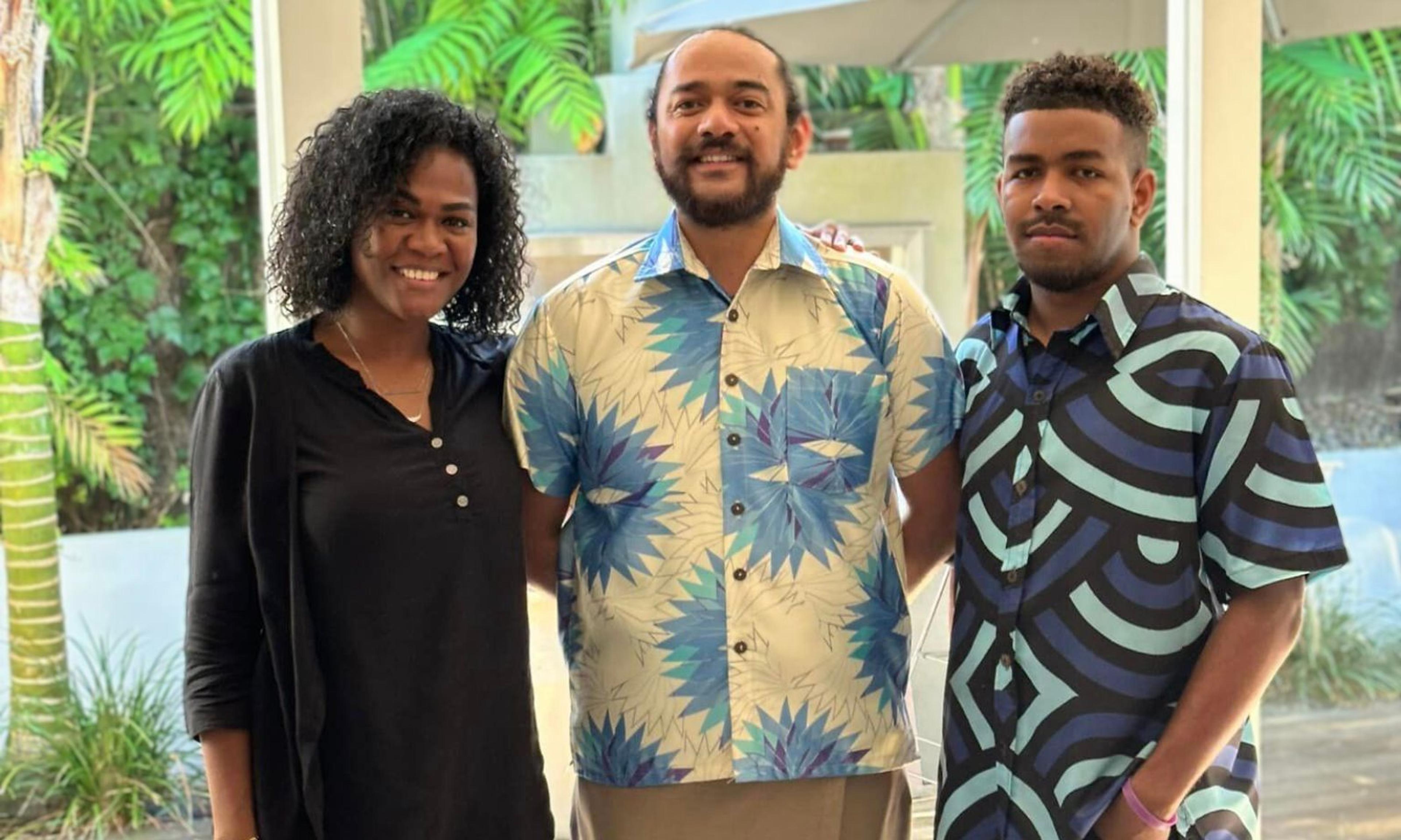 Three student fashion designers with the Wearing Fiji mentorship project on a week-long attachment in NZ, (L-R) Heather Vakosooso, Aisea Solomone, and Ledua Daurewa. They want a fashion school established in Fiji to help foster rising fashionistas.