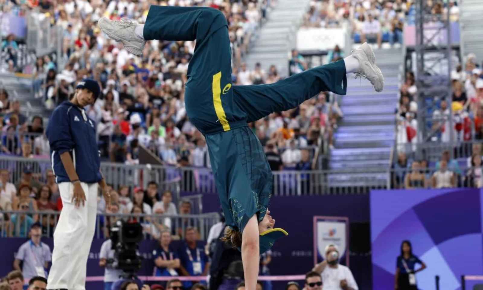 Raygun battling in the the inaugural Olympic Breakdancing competition in Paris. Photo/RNZ