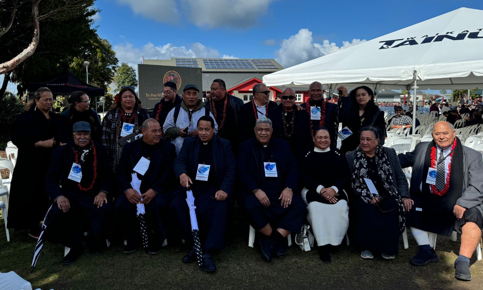 Matai from Savai'i, Sāmoa performed an āuala to prepare a safe passage for the soul of Kiingi Tuheitia. Photo/PMN News