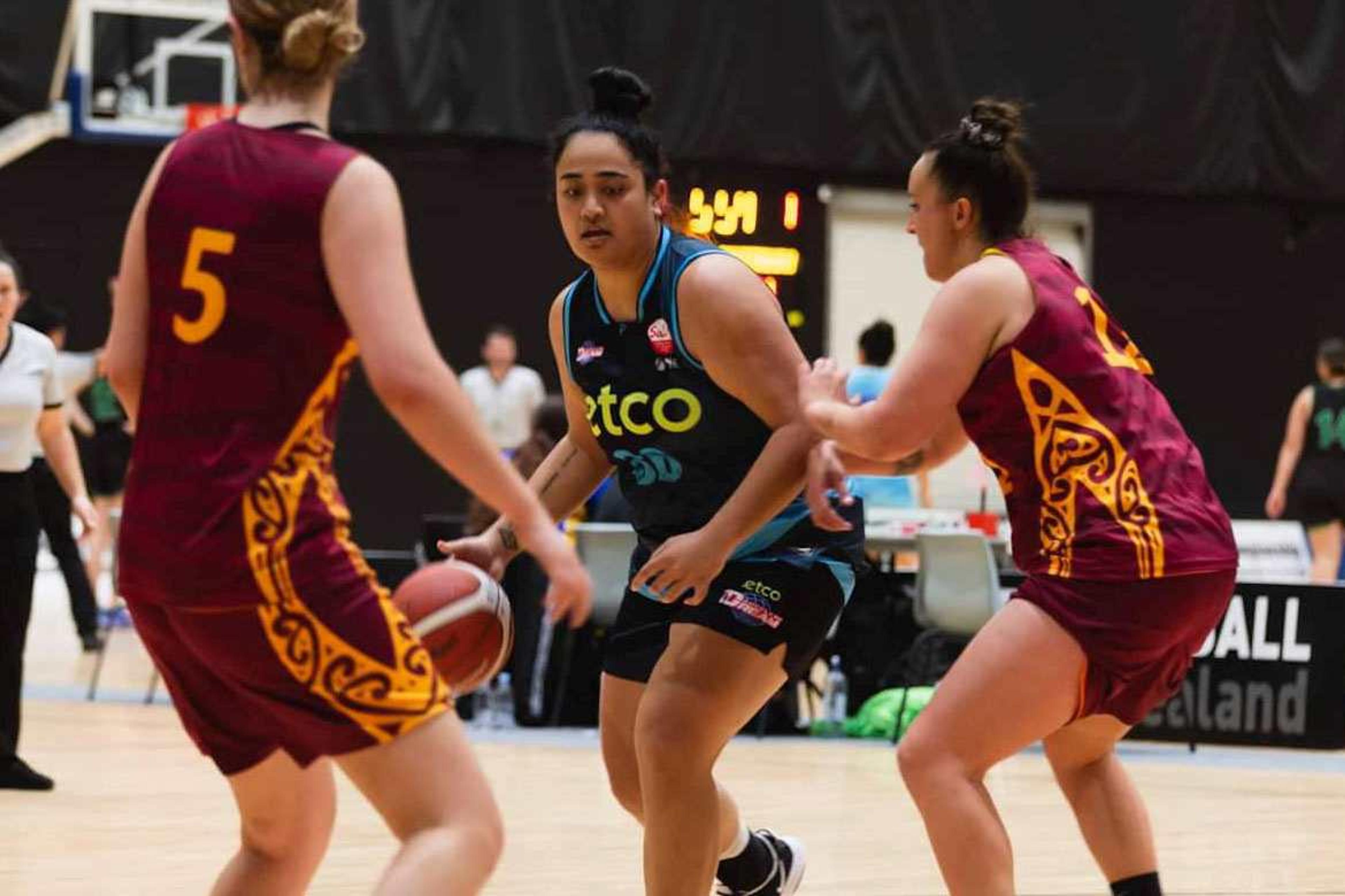 Trinity Paeu (centre) playing for the Auckland Dream in national women's D-league tournament. Photo/Facebook