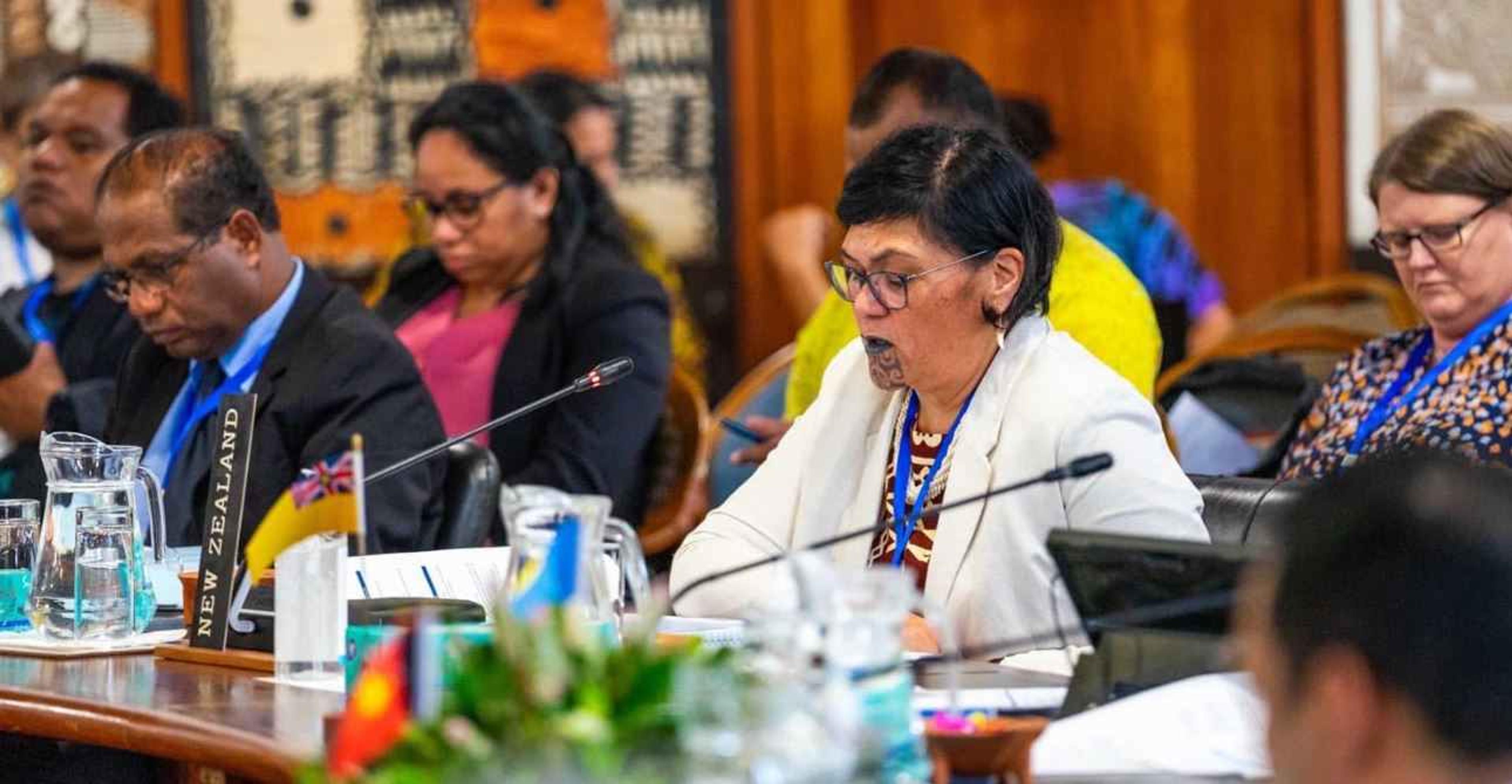 ​Foreign Affairs Minister Nanaia Mahuta speaking at last week's Pacific Foreign Ministers' meeting in Suva. Photo/Facebook