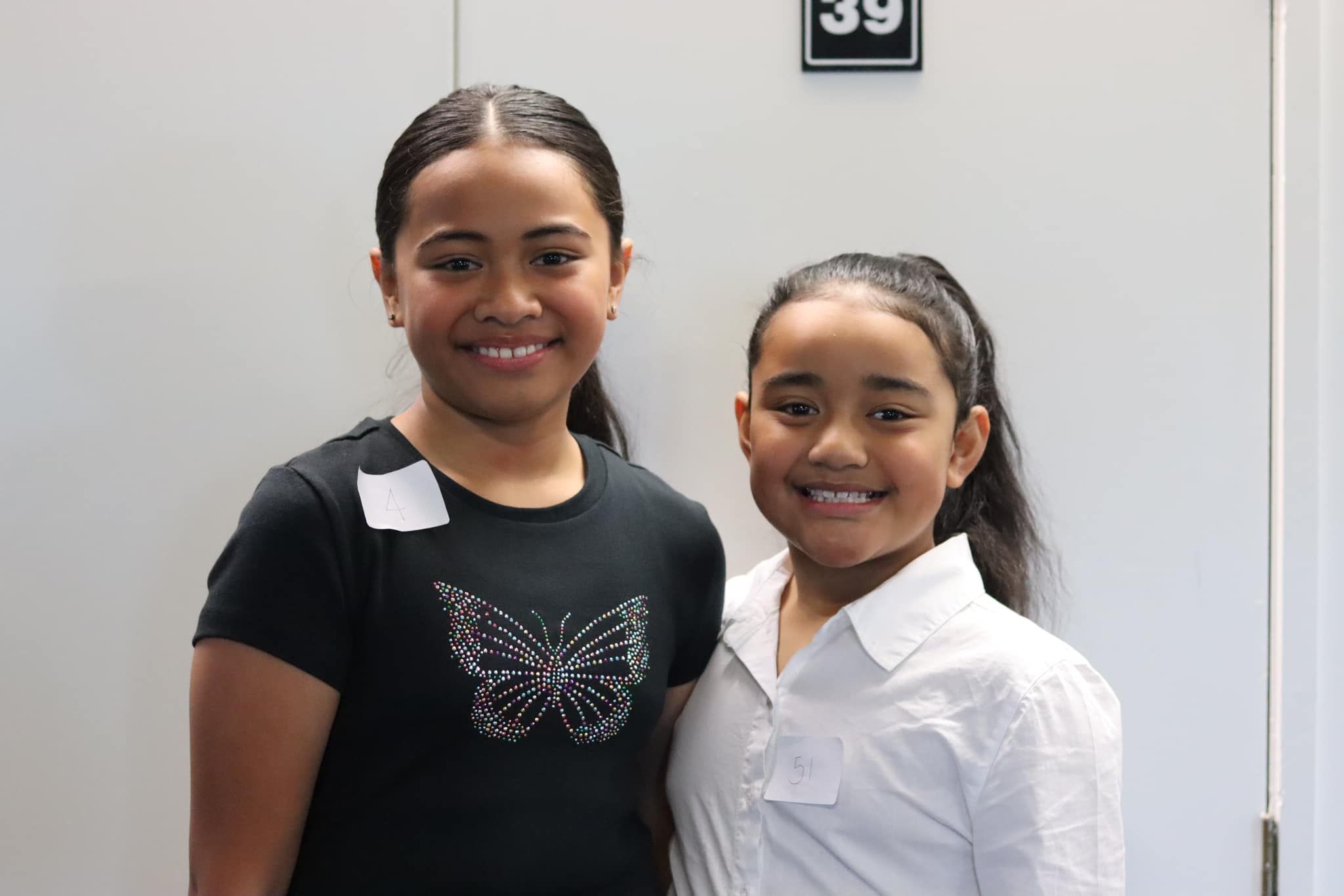 Tongan beauties - Little Miss Universe Tapaita Fonokalafi and Faith Matalave met at a recent kid's fashion show runway audition in Auckland. Photo/Ola Matalave