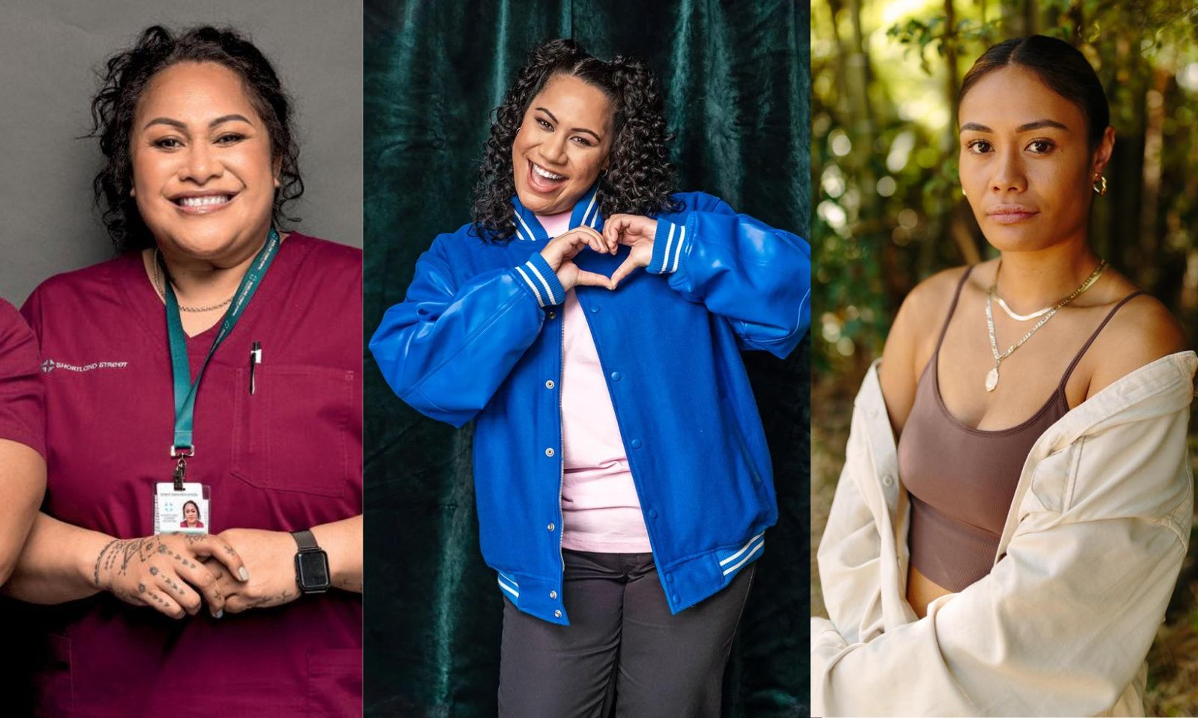 (From L- R) Singer/actor Bella Kalolo-Suraj, comedian Bubbah, and actror Turia Schmidt-Peke are the only Pacific nominations contending for the NZTA Personality of the Year Award as voted by the public.