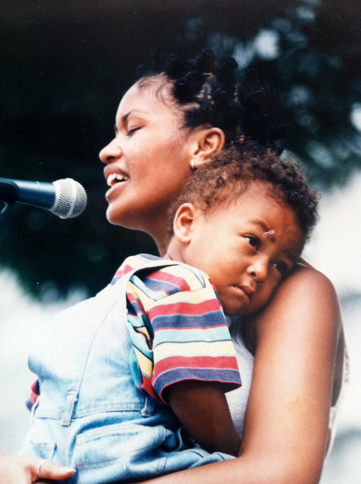 Māori Day Out/ Christmas Show in the square, Aotea Centre 1994/5 (first-born of 4). Photo/Facebook