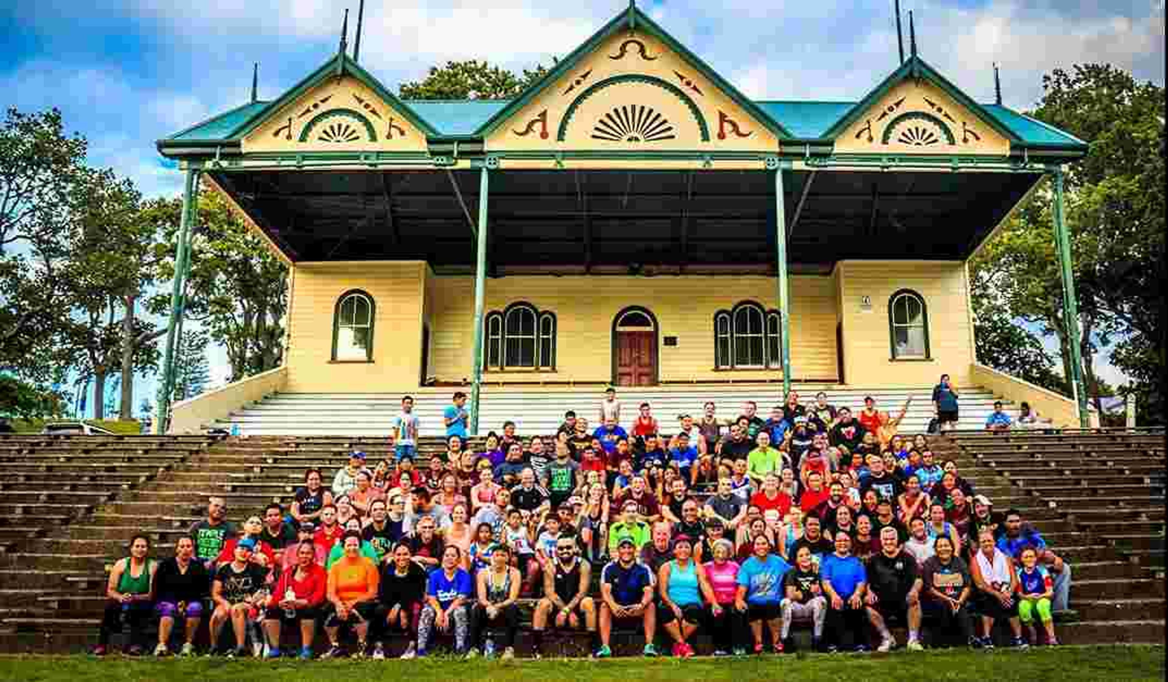 ​ProjectWy families at Auckland Domain grandstand for training event.​ Photo/ Facebook.