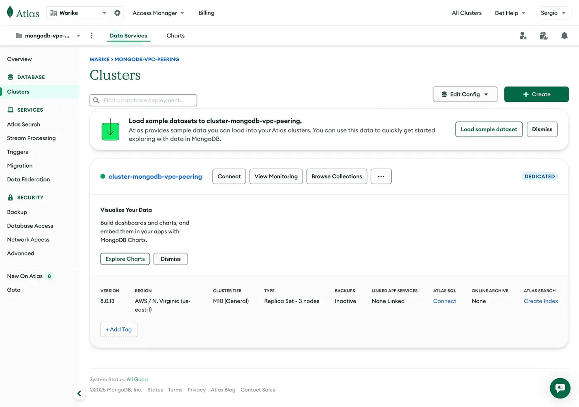 Mongodb Atlas - Cluster overview