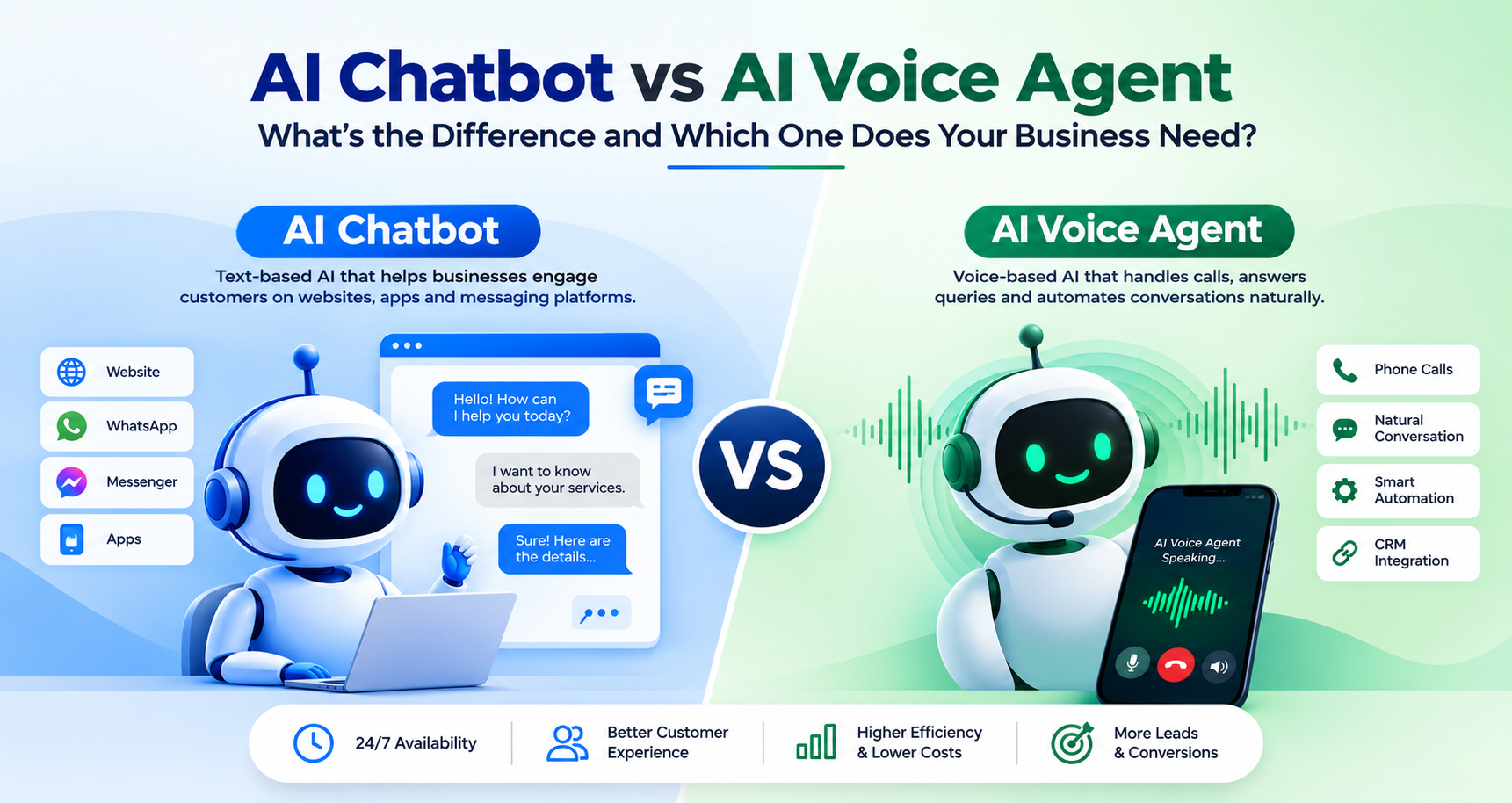 Featured image for blog post: AI Chatbot vs AI Voice Agent