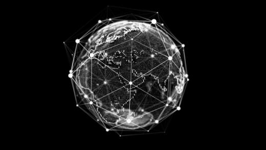Four white wireframe spheres with varying grid patterns on a dark background.