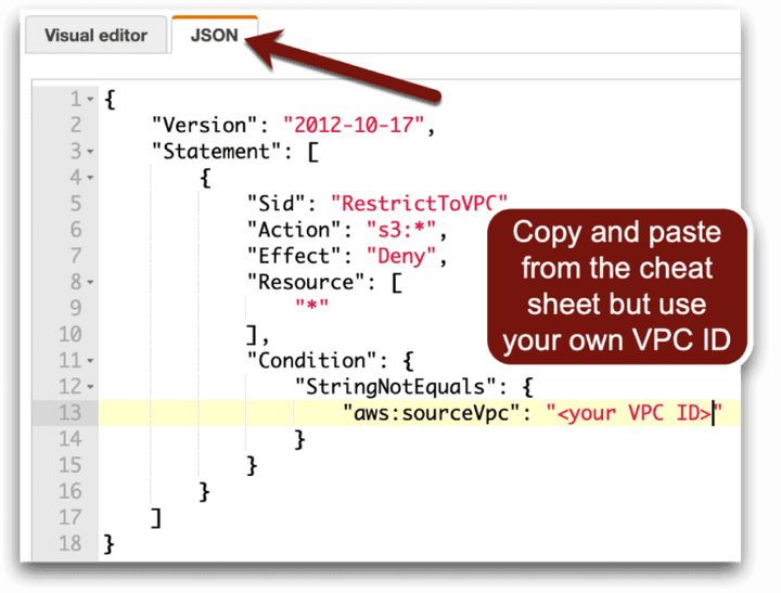 Image showing Option 4: Adding a condition to the IAM policy that denies traffic that doesn’t come from an expected VPC.