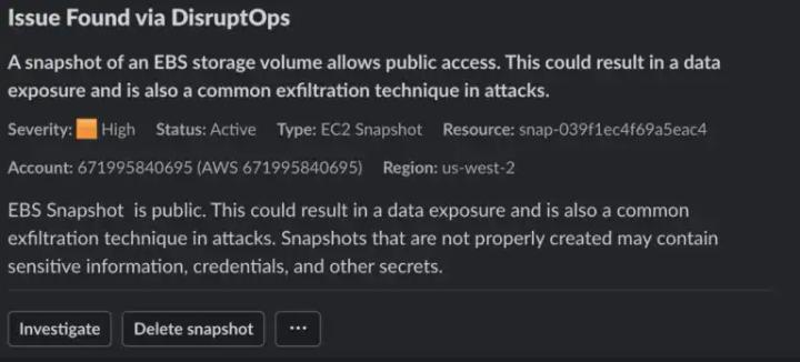 Notification about a snapshot of a storage volume public.