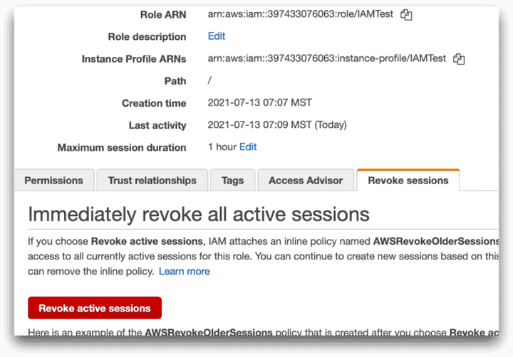 Image showing Option 2: Revoke the Session.
