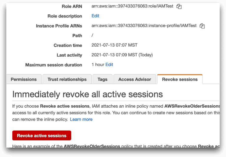 Image showing Option 2: Revoke the Session.