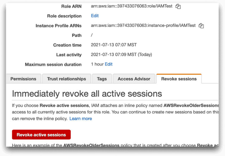 Image showing Option 2: Revoke the Session.