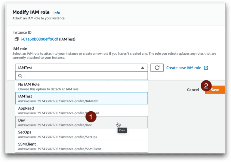Image showing Option 3: Change the IAM role, replacing the old role.