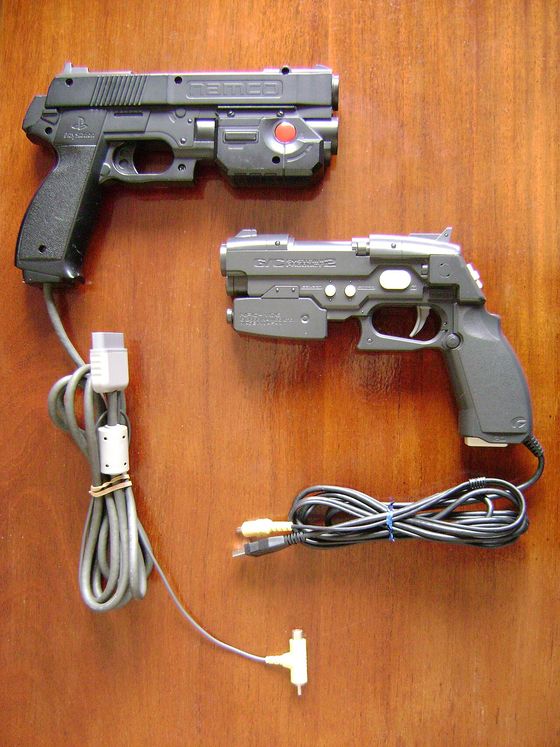 Namco's GunCon light guns used with Time Crisis on PlayStation