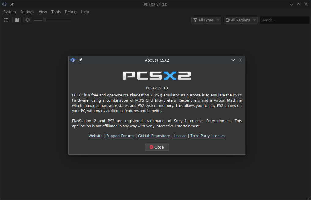 PCSX2 2.0 running on a modern PC
