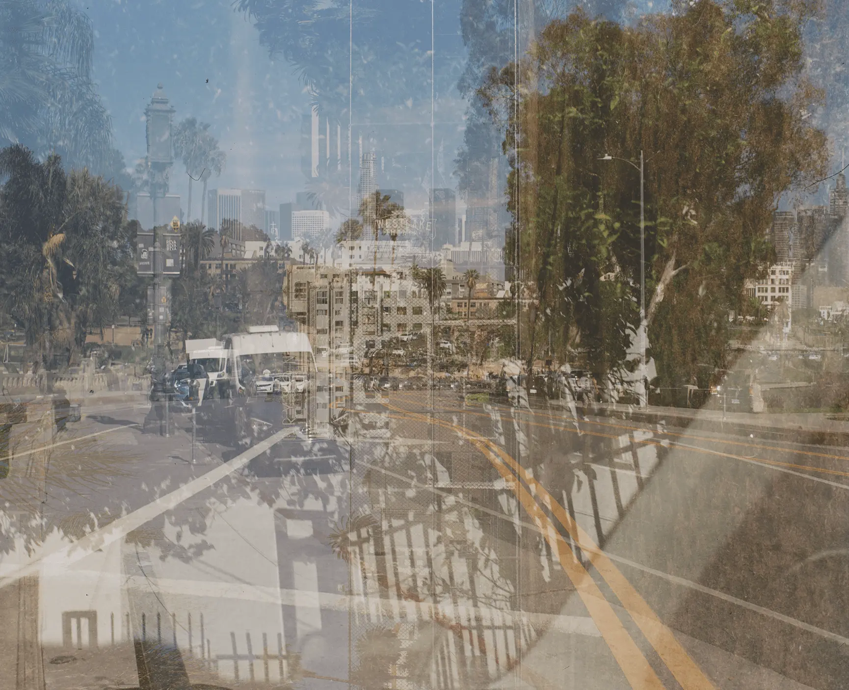 MacArthur Park and Lafayette Park layered together in a four-exposure photograph.