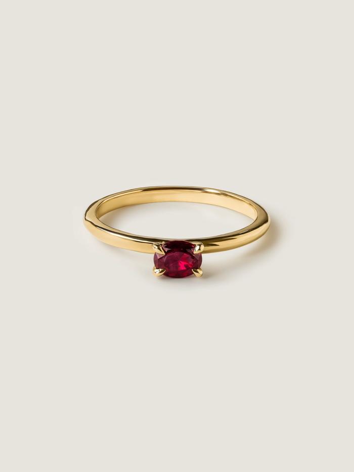 Nangi fine jewelry - red ring in yellow gold