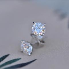 Nangi fine jewelry - white lab-grown diamond earring in white gold