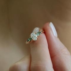 Nangi fine jewelry - white lab-grown diamond ring in yellow gold