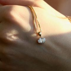Nangi fine jewelry - white lab-grown diamond pendant in yellow gold