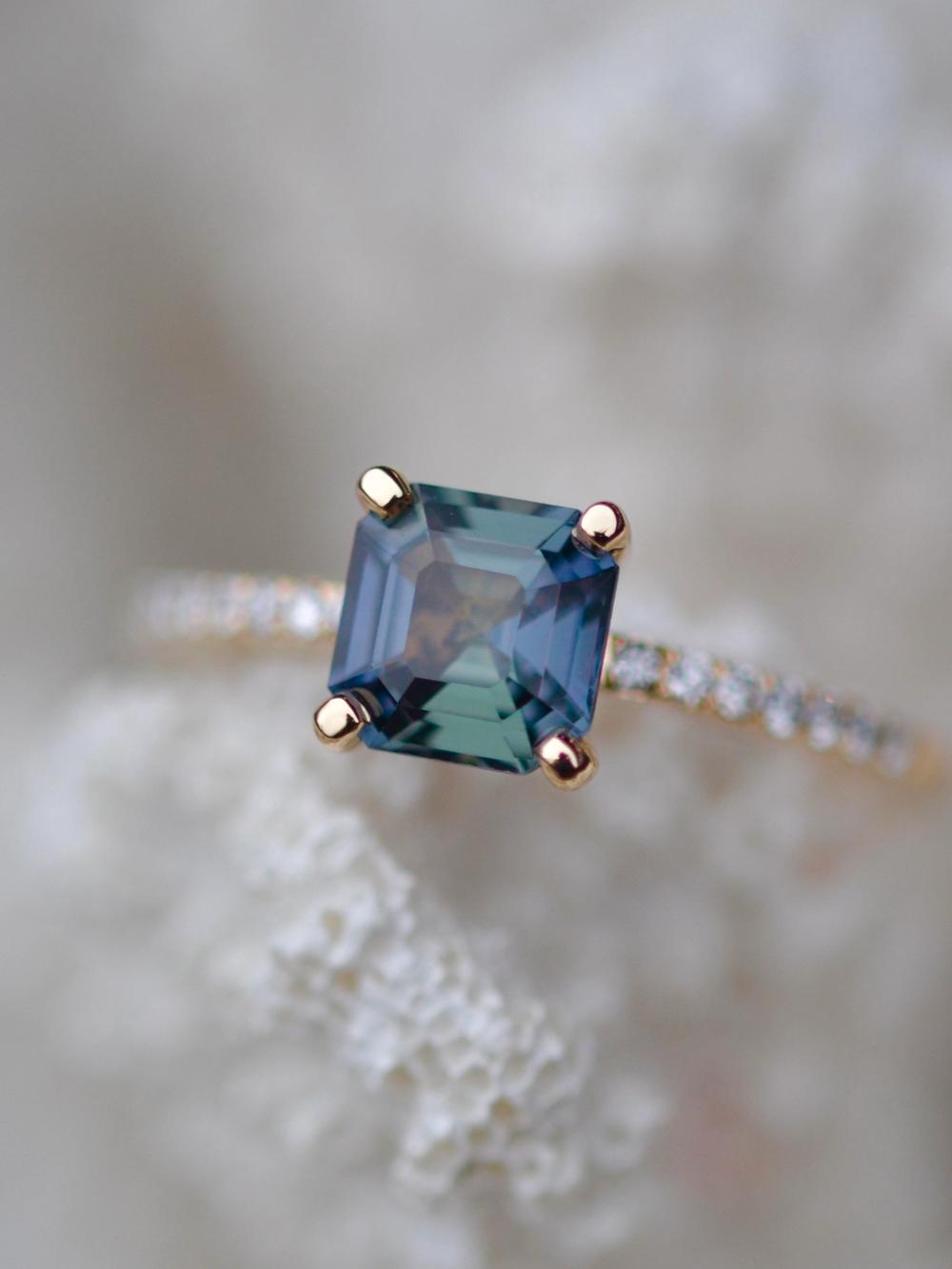 Green & Lavender Sapphire & Diamonds 