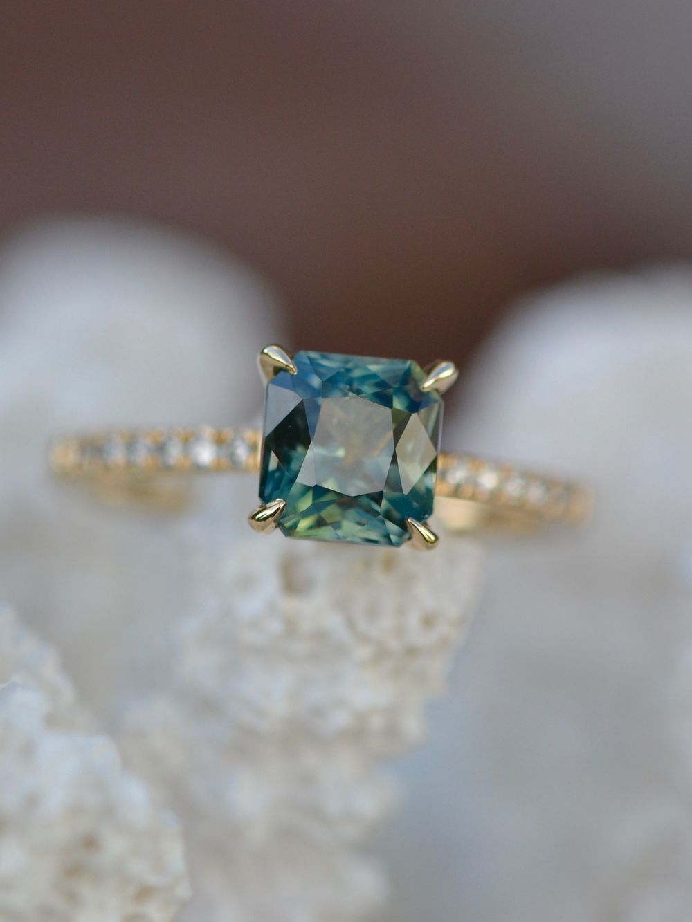 Radiant Green Sapphire & Diamonds