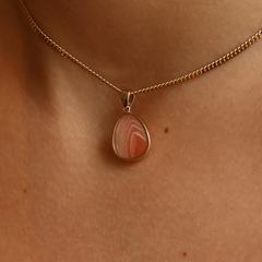 Nangi fine jewelry - orange apricot agate necklace in yellow gold