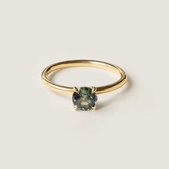 Nangi fine jewelry - teal / Peacock sapphire ring in yellow gold