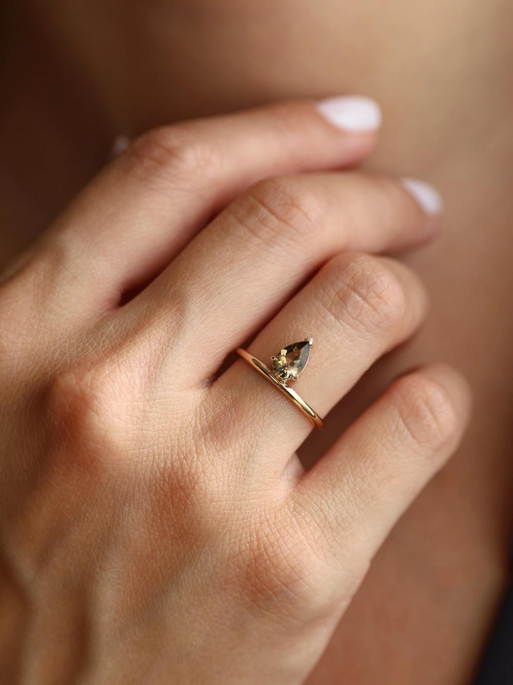 Golden Honey Drop Tourmaline Ring