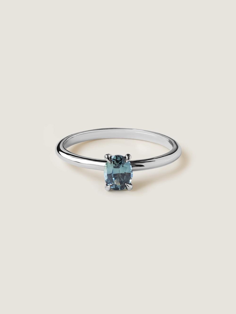 Mist Peacock Oval Sapphire Ring