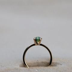 Nangi fine jewelry - teal sapphire ring in yellow gold