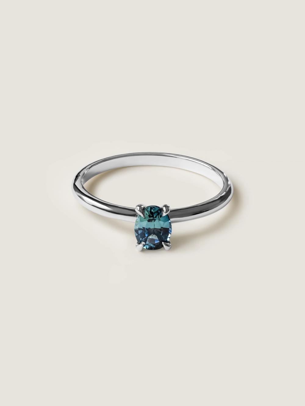 Mist Peacock Oval Sapphire Ring