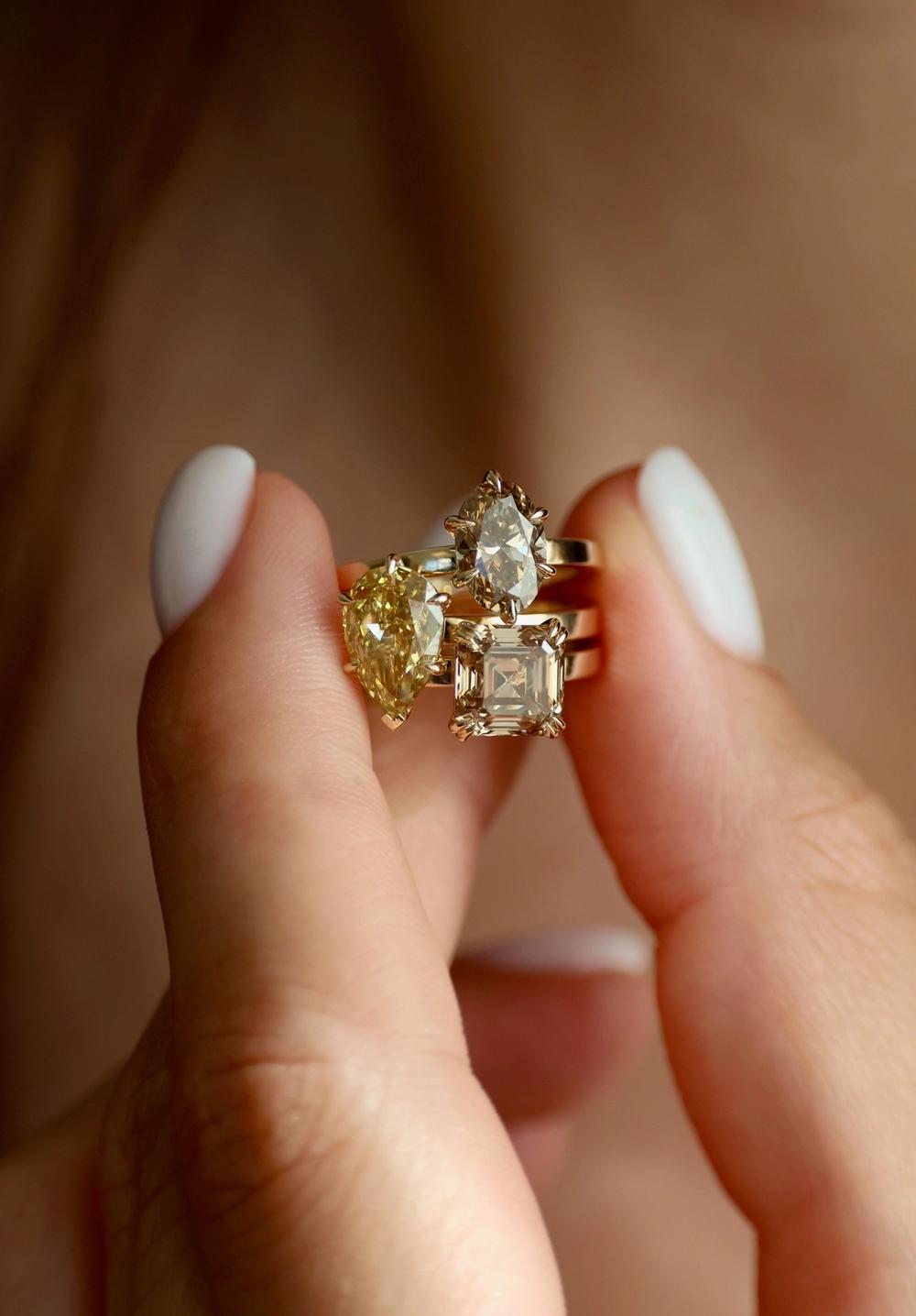Nangi Fancy Brown & Champagne Diamond Rings