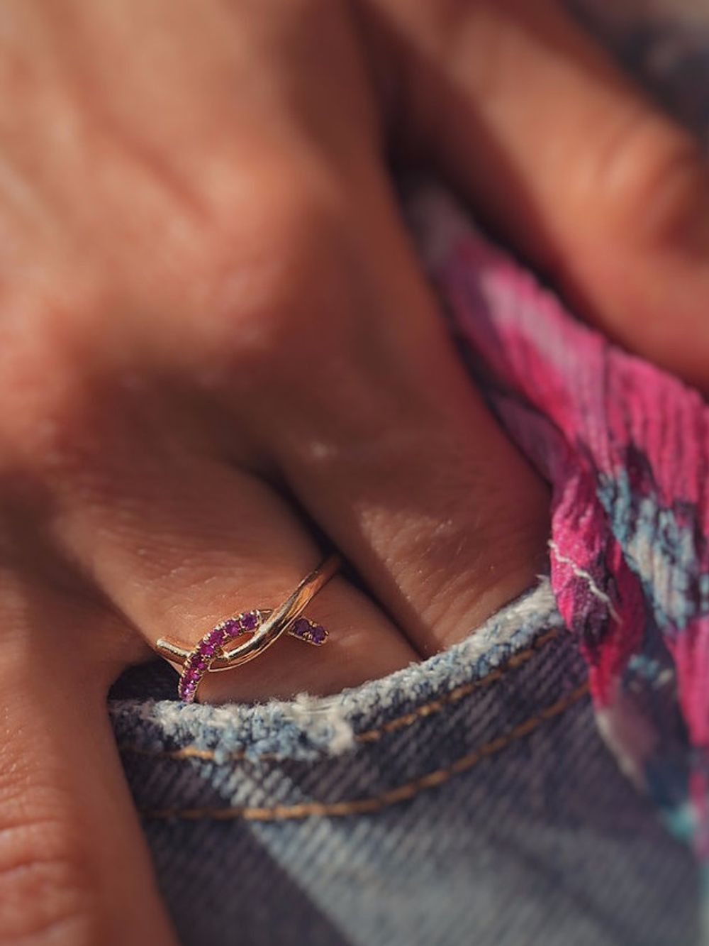 Hot Pink Ruby Promise Ring