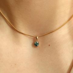 Nangi fine jewelry - teal / Peacock pendant in yellow gold