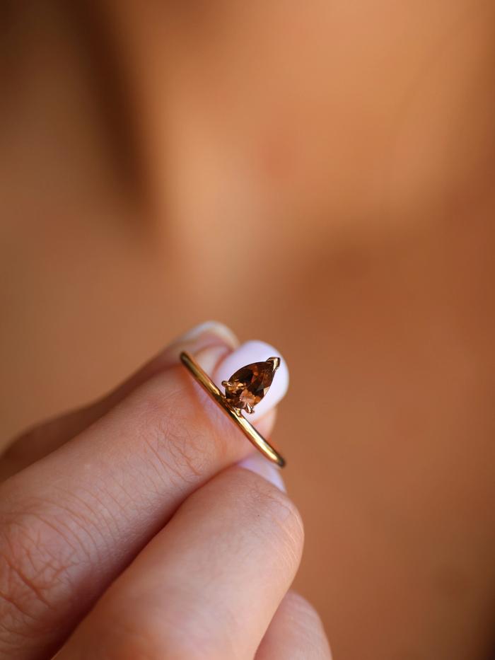 Nangi fine jewelry - brown tourmaline ring in yellow gold