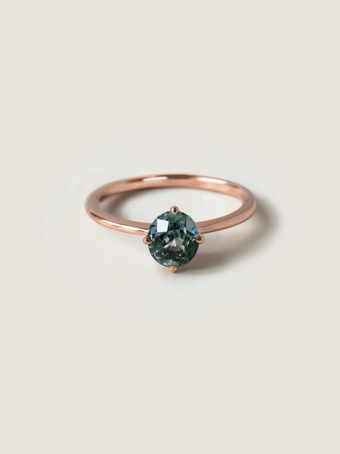 Nangi fine jewelry - teal sapphire ring in rose_gold