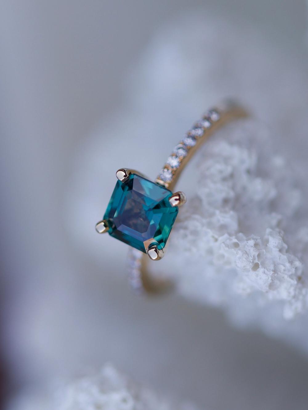 Green & Lavender Sapphire & Diamonds 