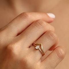 Nangi fine jewelry - white lab-grown diamond ring in gold