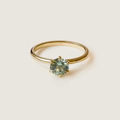 Nangi fine jewelry - teal / Peacock sapphire ring in yellow gold