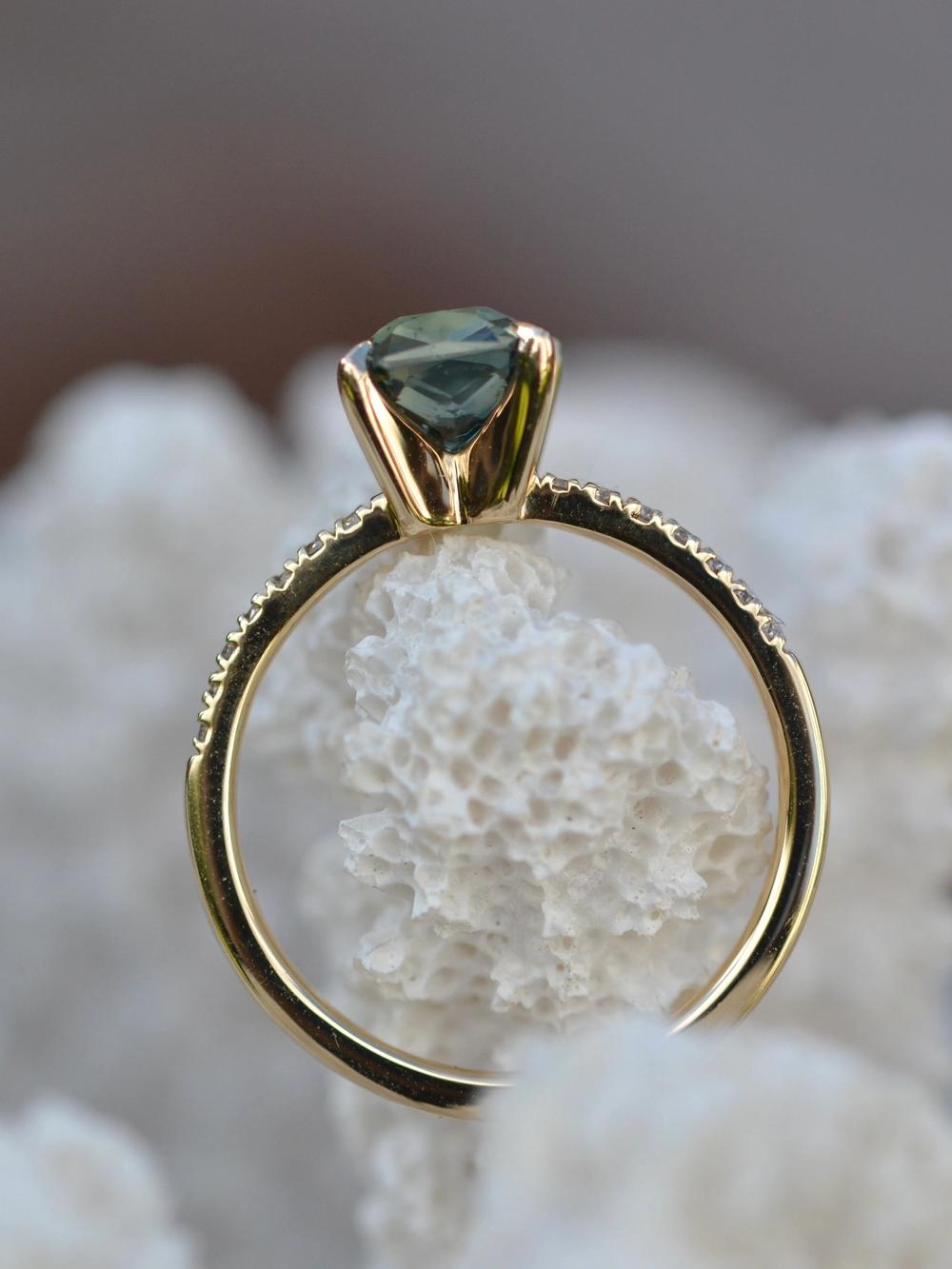 Radiant Green Sapphire & Diamonds